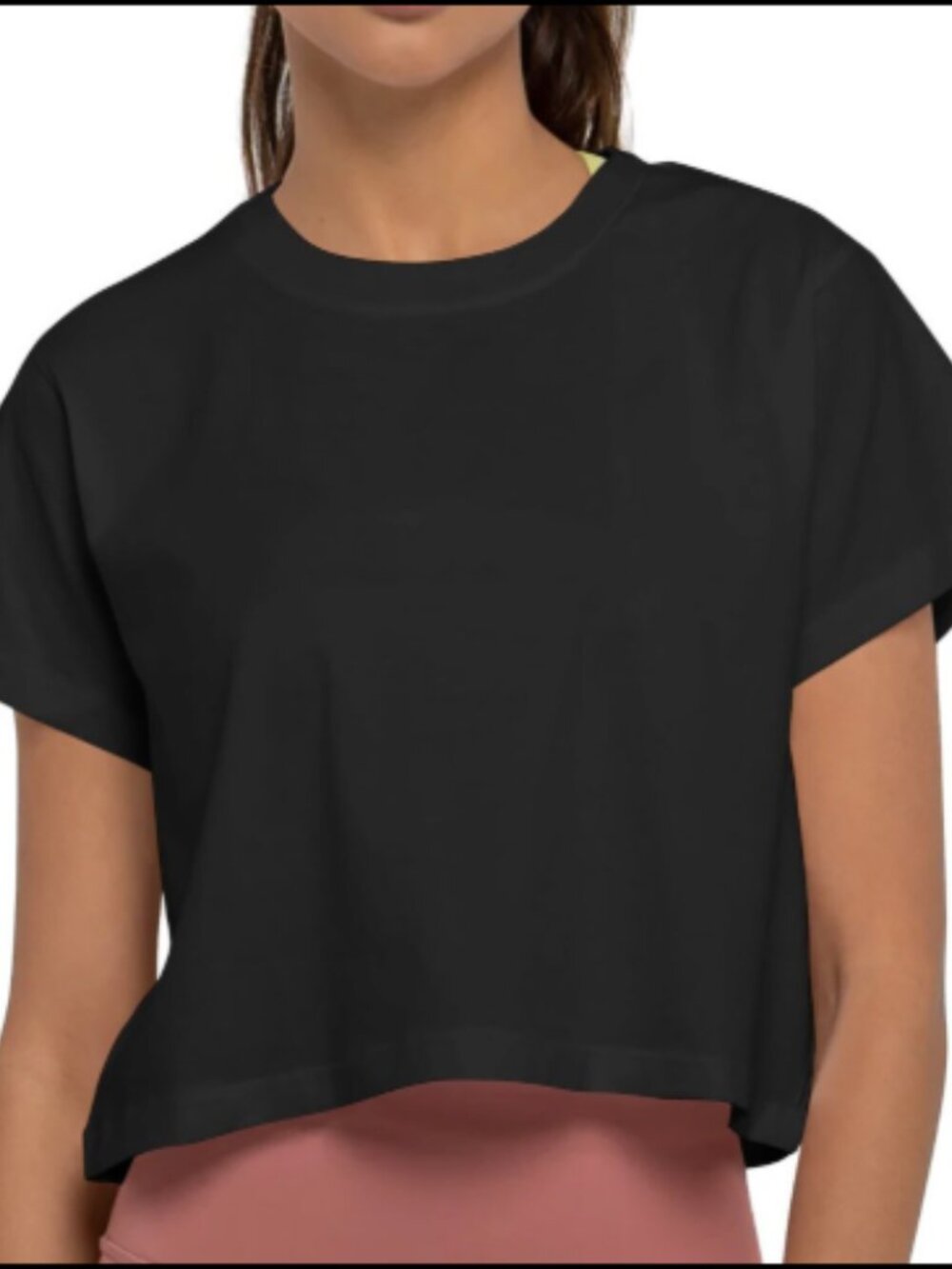 Trendy Black Cropped Top Tee, Size Med.